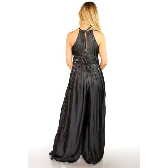 Sugar Lips Women's Size Large Black Maddie Halter Wide Leg Jumpsuit - Picture 2 of 12